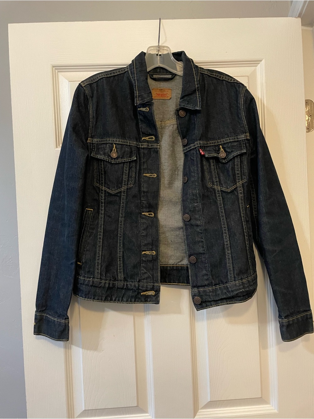 Levi's Dark Indigo Blue Denim Jacket with Button Front